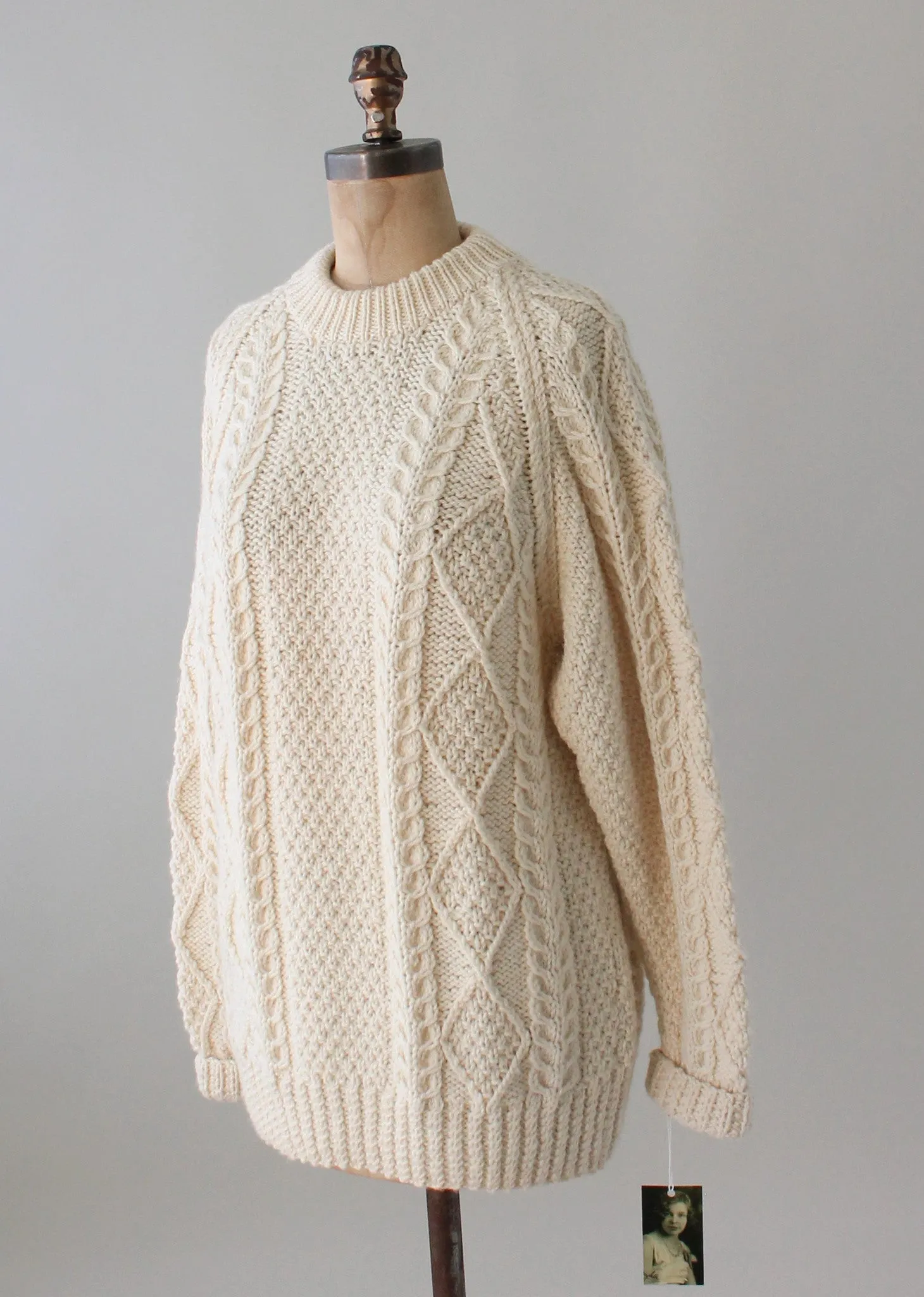 Vintage 1970s Oversized Wool Fisherman Sweater