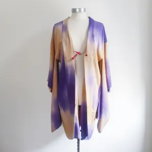 Vintage Kimono Haori Jacket - Shishi & Temari Ball/ Misty Vanilla Purple