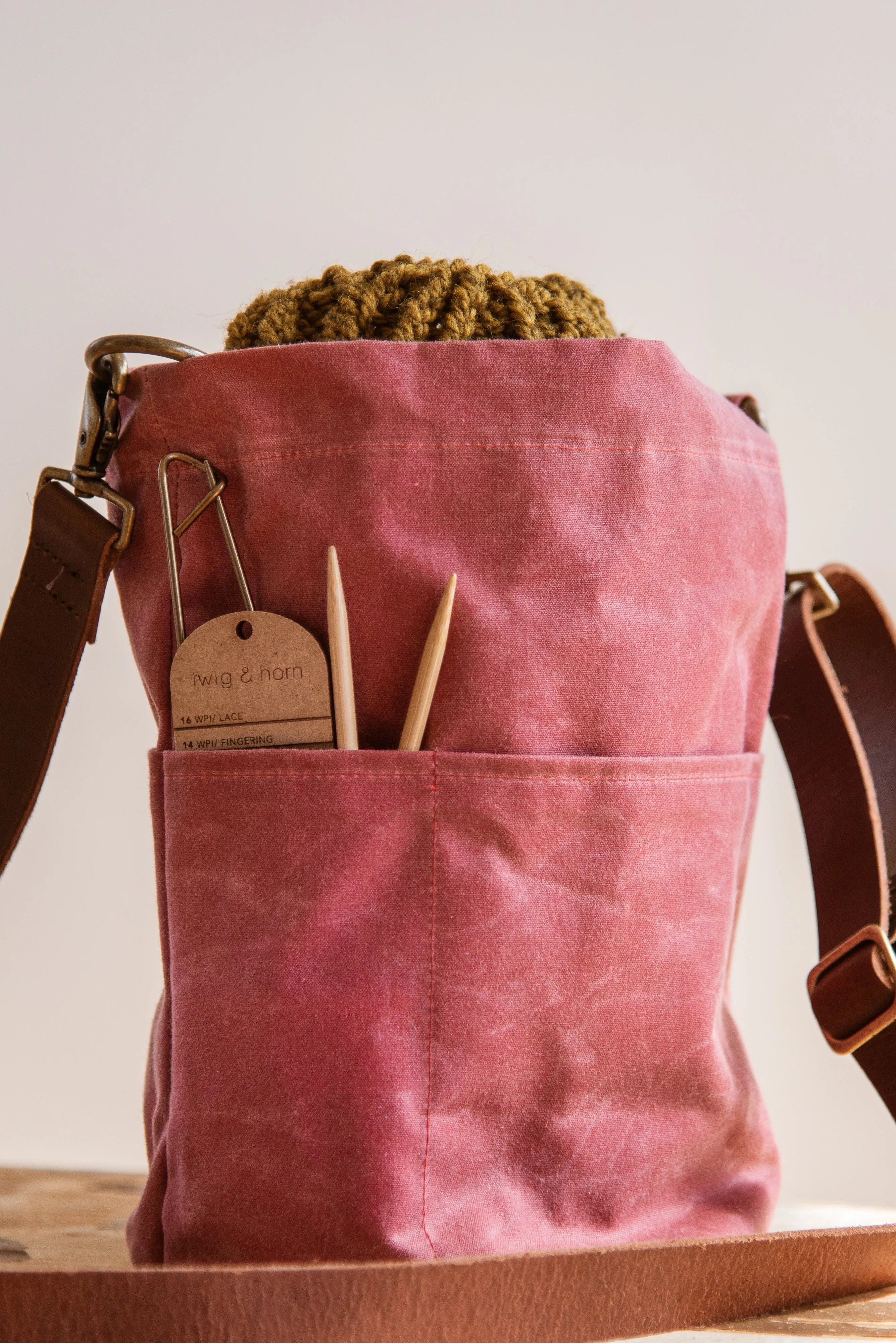 waxed canvas bucket bag