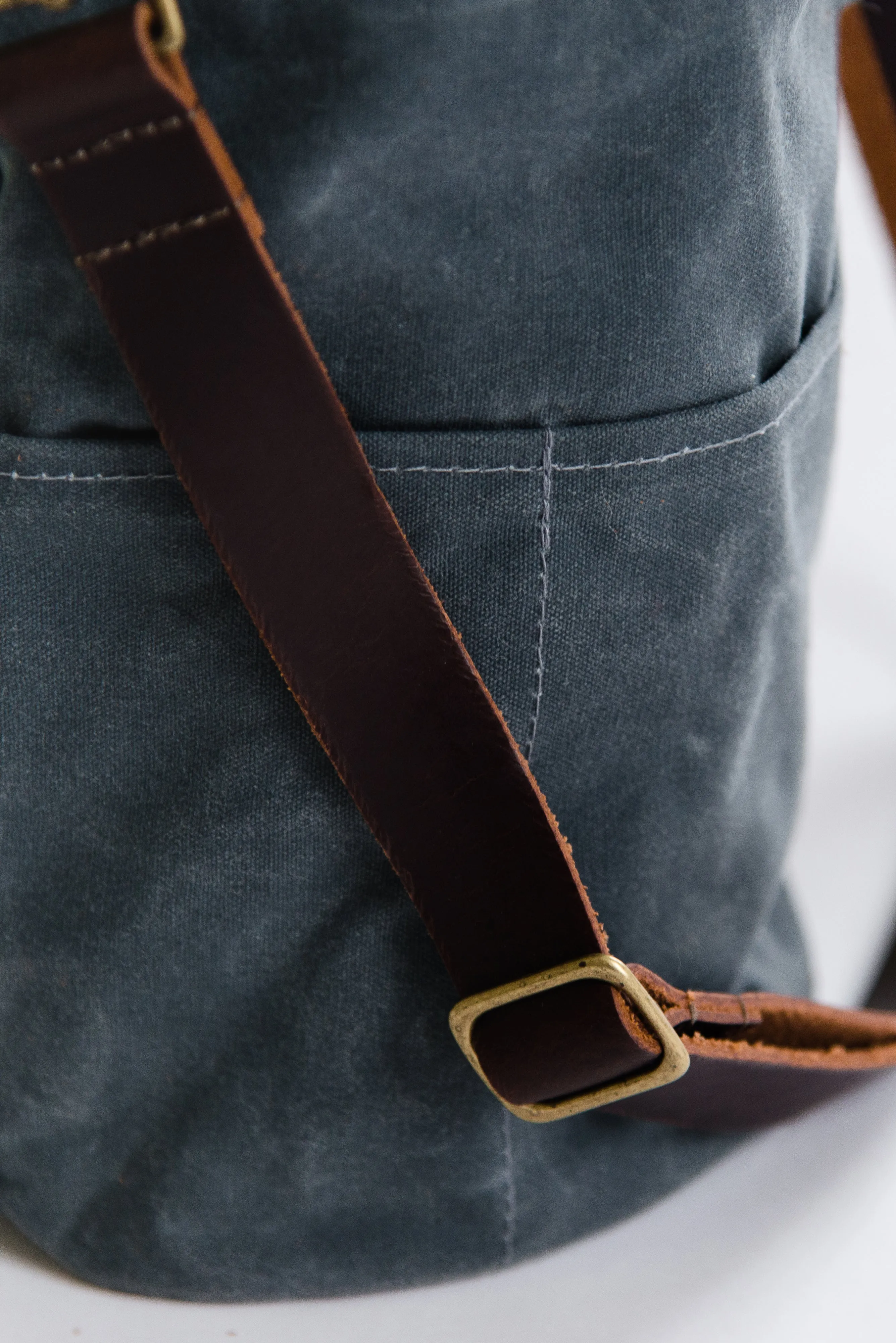 waxed canvas bucket bag