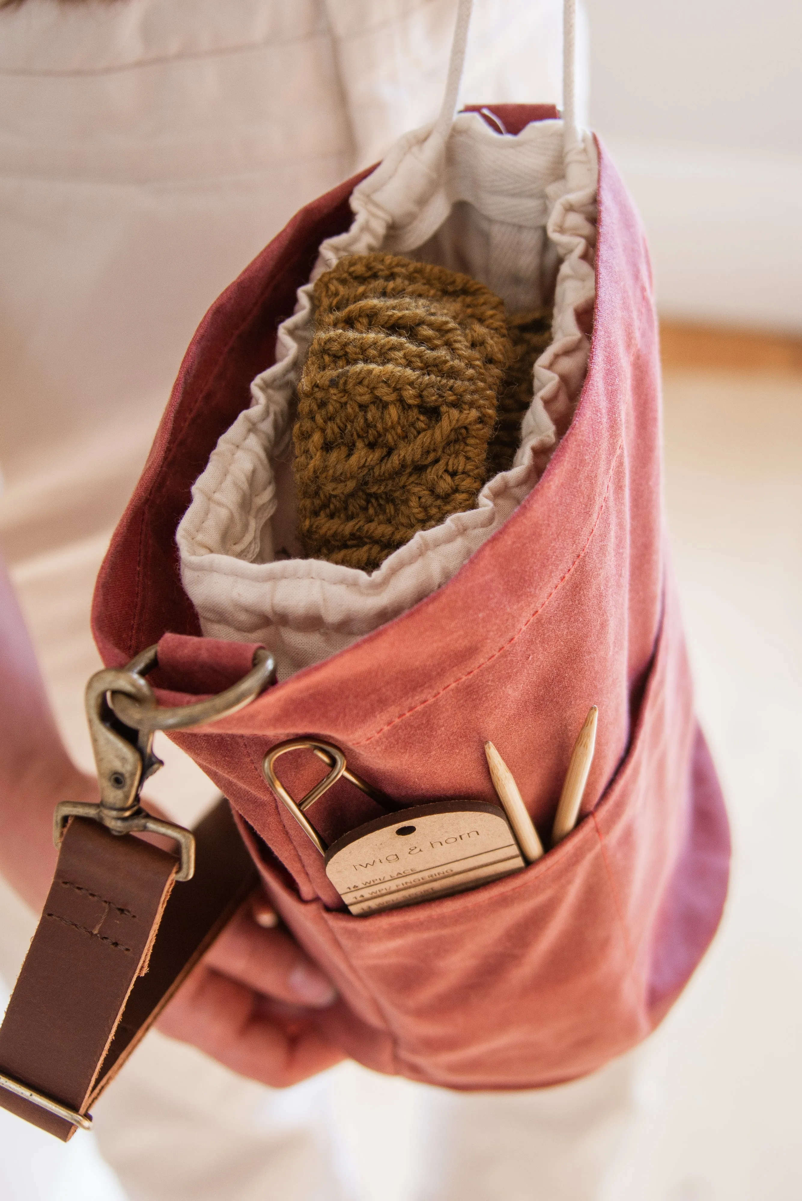 waxed canvas bucket bag