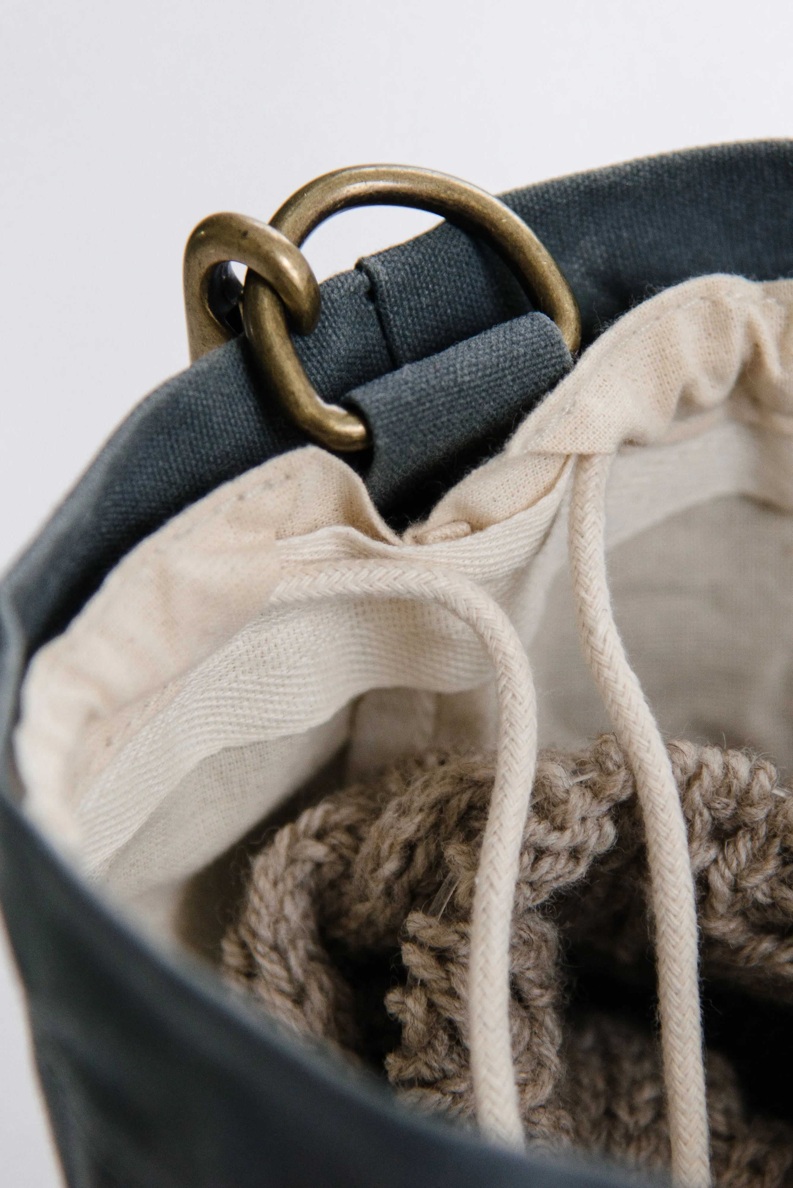 waxed canvas bucket bag