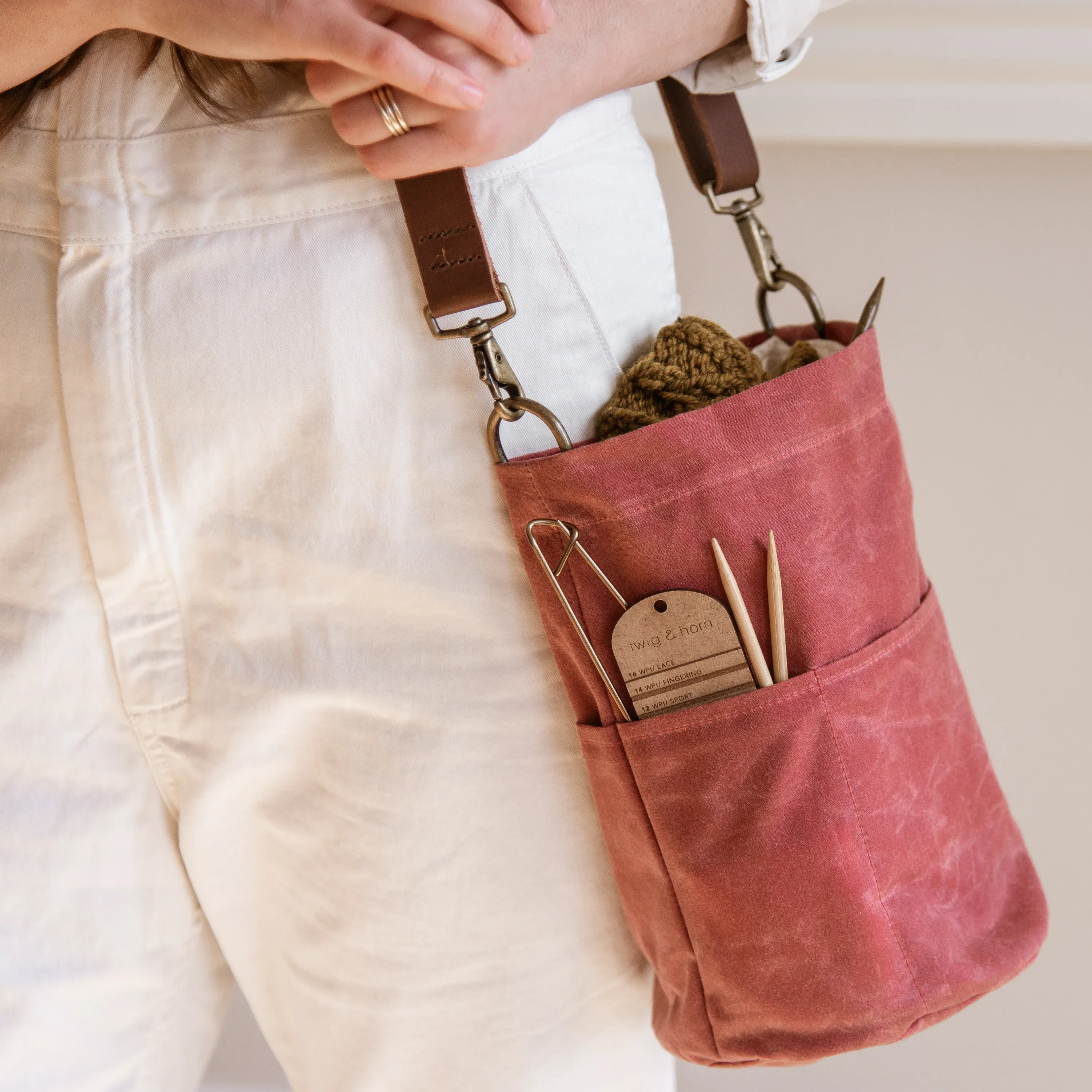 waxed canvas bucket bag