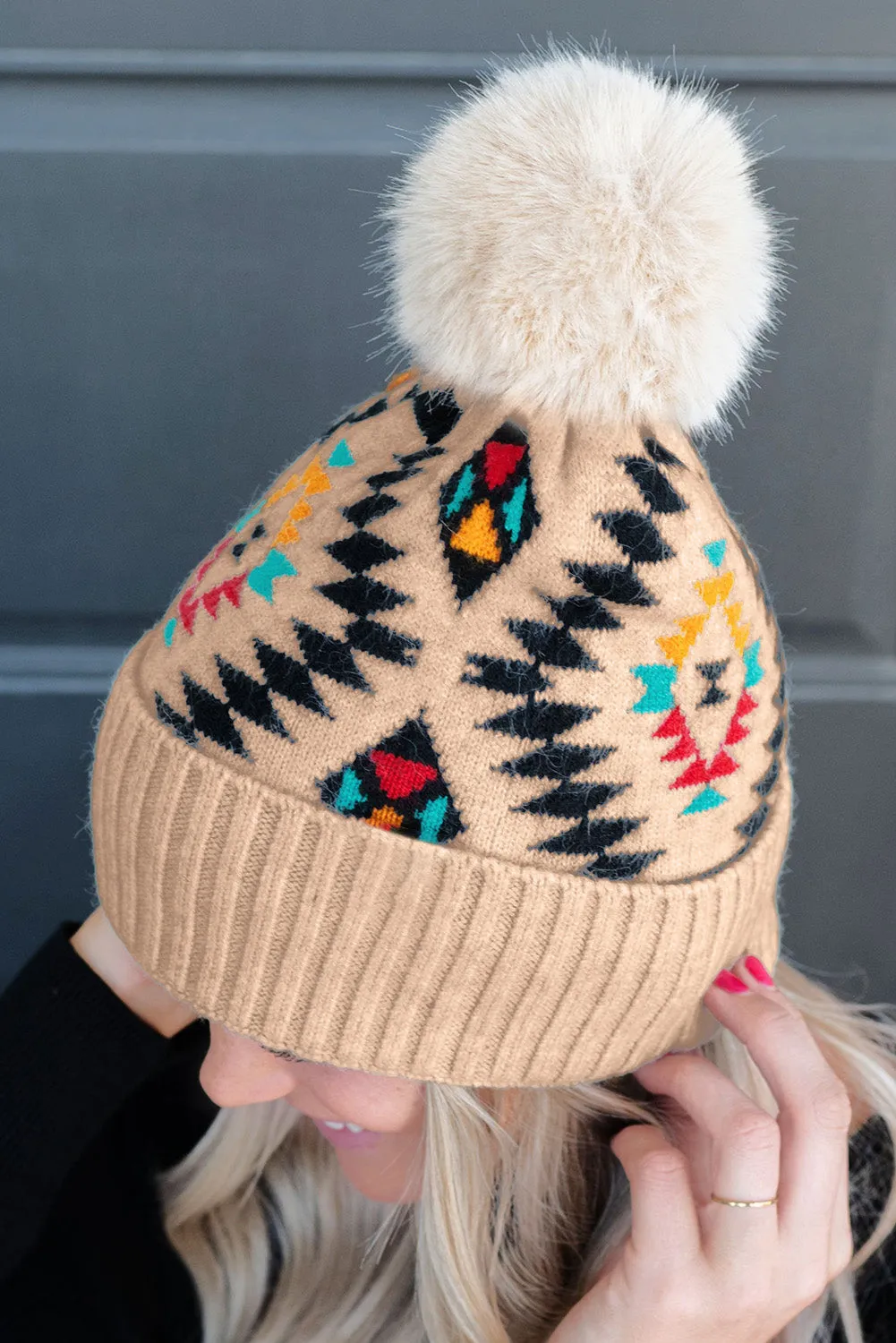 Western Geometric Pattern Knit Jacquard Hat