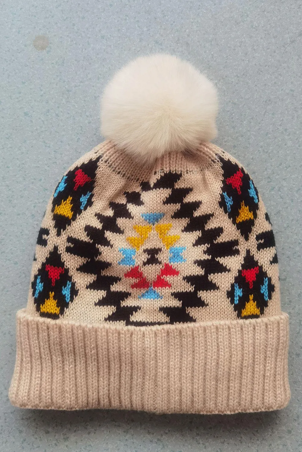 Western Geometric Pattern Knit Jacquard Hat