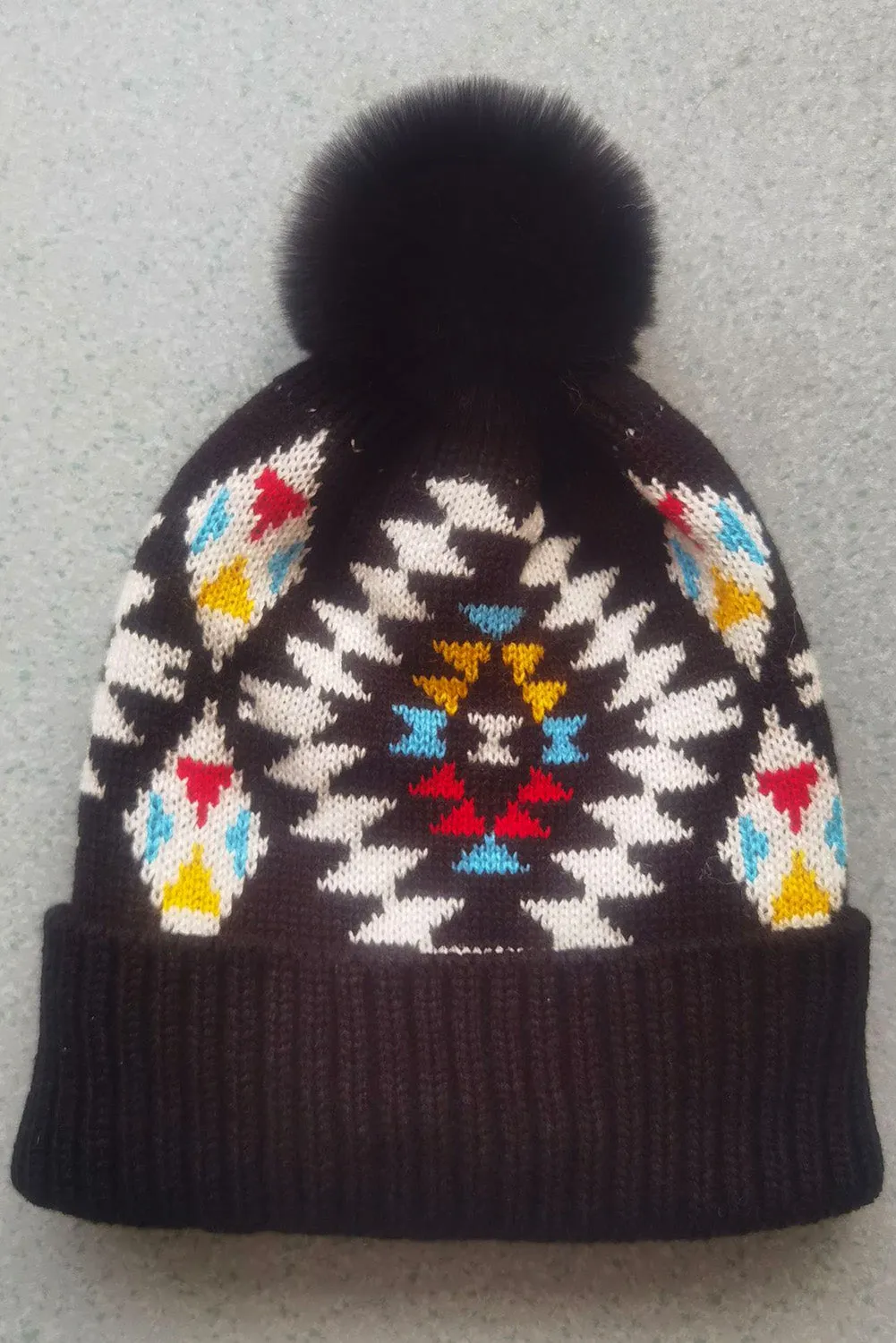 Western Geometric Pattern Knit Jacquard Hat