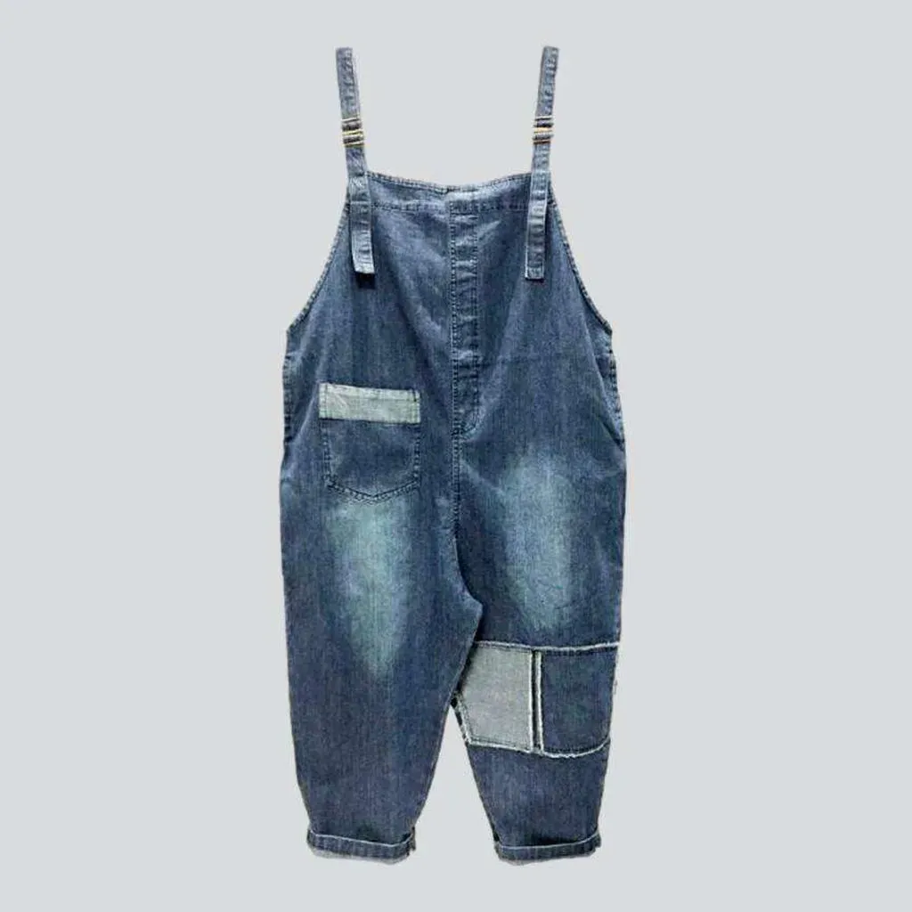 Women's baggy patchwork jean dungaree