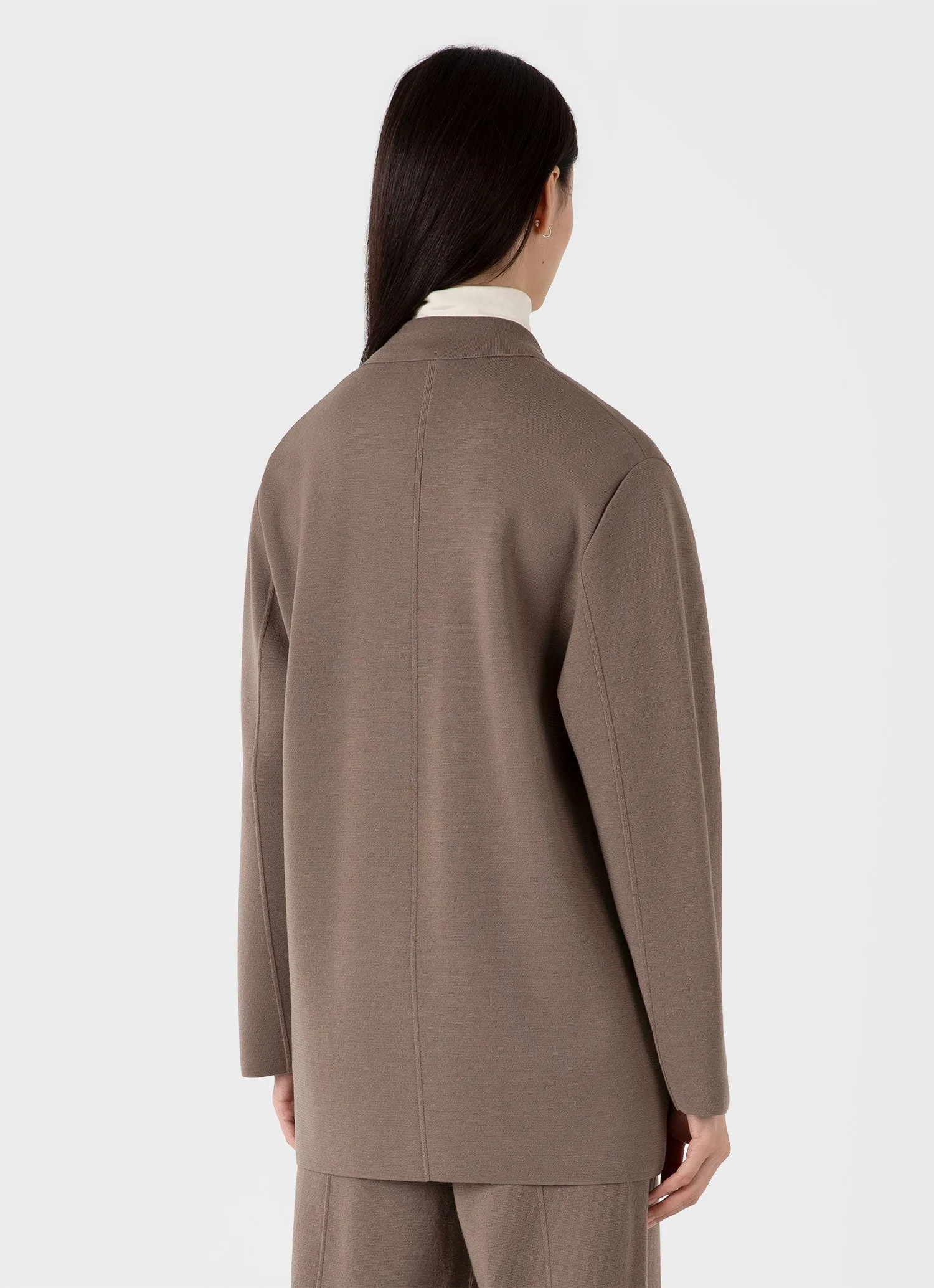 Women's Merino Milano Knit Blazer in Sandstone