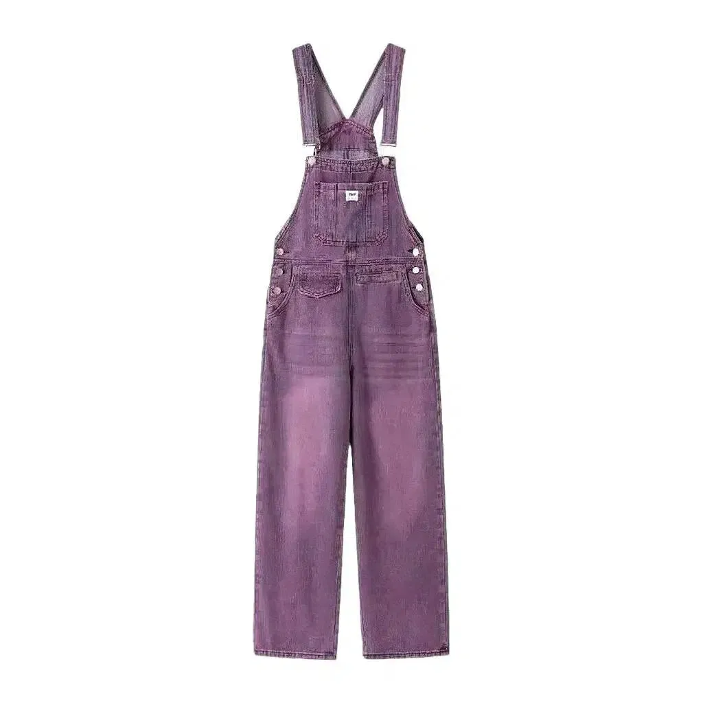 Women's sanded denim dungaree