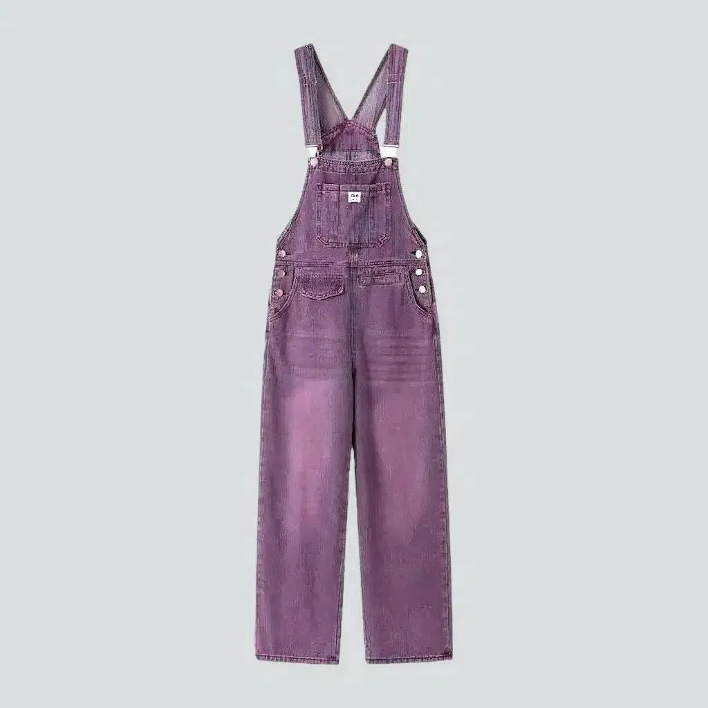 Women's sanded denim dungaree