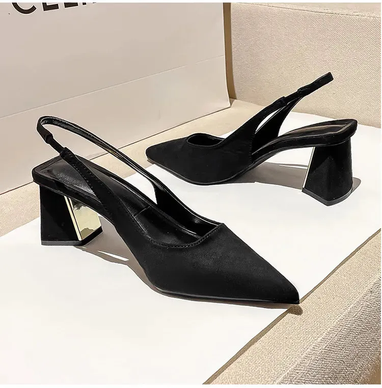 Women's Shoes New Design Suede Chunky Heel Gentle Style Vintage Style Minimalist Style Triple Black Free shipping