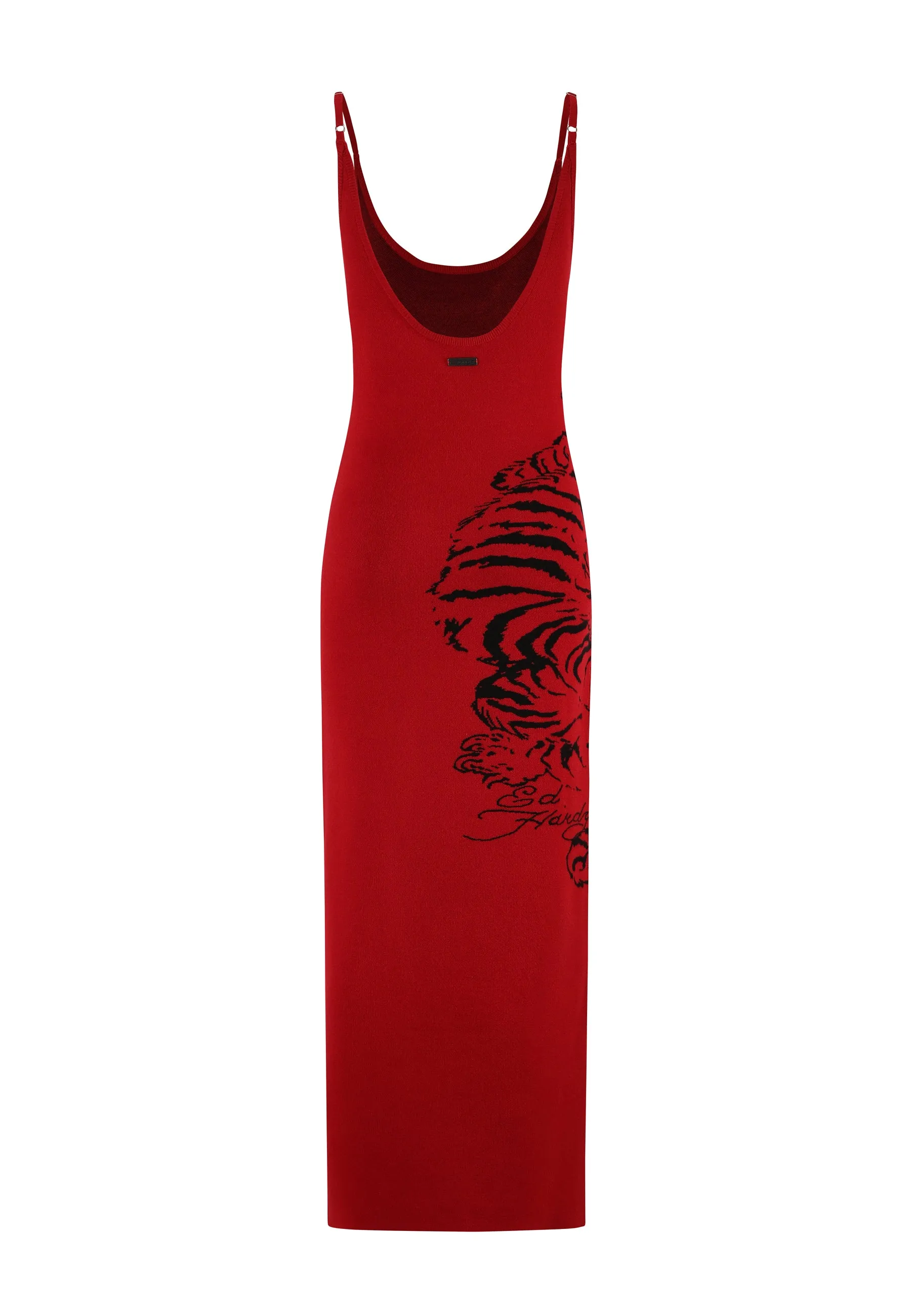 Womens Snow Tiger Knitted Maxi Dress - Red