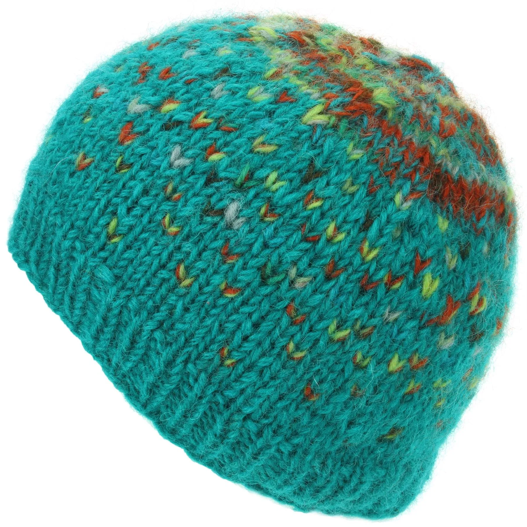 Wool Knit Beanie Hat - Cyan