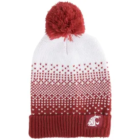 WSU Crimson and White Ombre Pom Pom Beanie